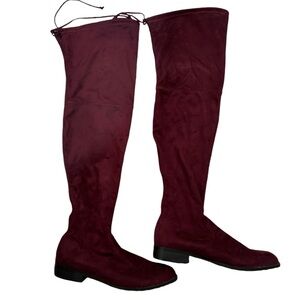 Knee High Maroon Boots Low Heel Women’s 9